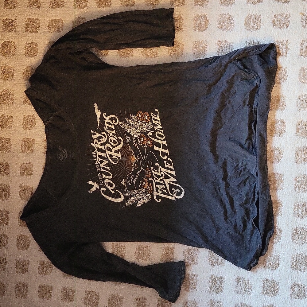 Midnight Rider Country Roads Graphic Black Top